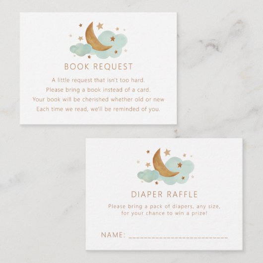 Moon and Stars Book Request/Raffle Enclosure Card Informatiekaartje (Voorkant / Achterkant)