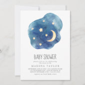 Moon and Stars Boy Baby shower Invitation Kaart (Voorkant)