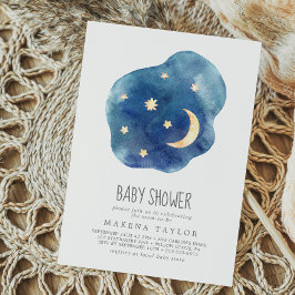 Moon and Stars Boy Baby shower Invitation Kaart
