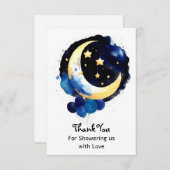 Moon and Stars Boy Baby shower Night Sky Bedankkaart (Voorkant / Achterkant)