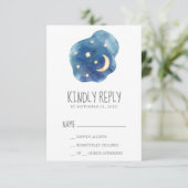Moon and Stars Boy Baby shower RSVP (Staand voorkant)