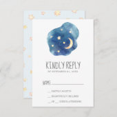 Moon and Stars Boy Baby shower RSVP (Voorkant / Achterkant)