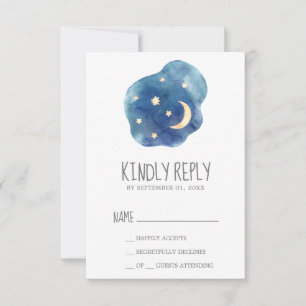 Moon and Stars Boy Baby shower RSVP