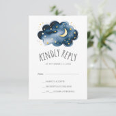 Moon and Stars Boy Baby shower RSVP (Staand voorkant)