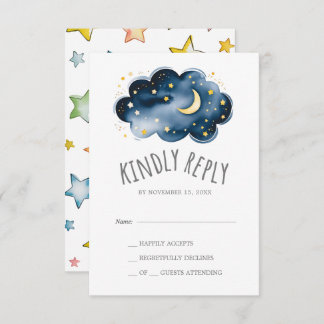 Moon and Stars Boy Baby shower RSVP
