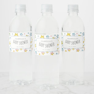 Moon and Stars Boy Baby shower Waterflesetiket Waterfles Etiket