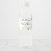 Moon and Stars Boy Baby shower Waterflesetiket Waterfles Etiket (Voorkant)