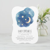 Moon and Stars Boy Baby Sprinkle Invitation Kaart (Staand voorkant)