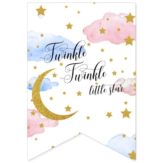 Moon and Stars Boy of Girl Bunting Flags Vlaggetjes (Eerste vlag)