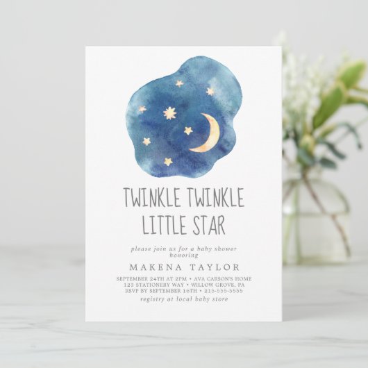 Moon and Stars Boy Twinkle Twinkle Little Star Kaart (Staand voorkant)