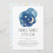 Moon and Stars Boy Twinkle Twinkle Little Star Kaart (Voorkant / Achterkant)