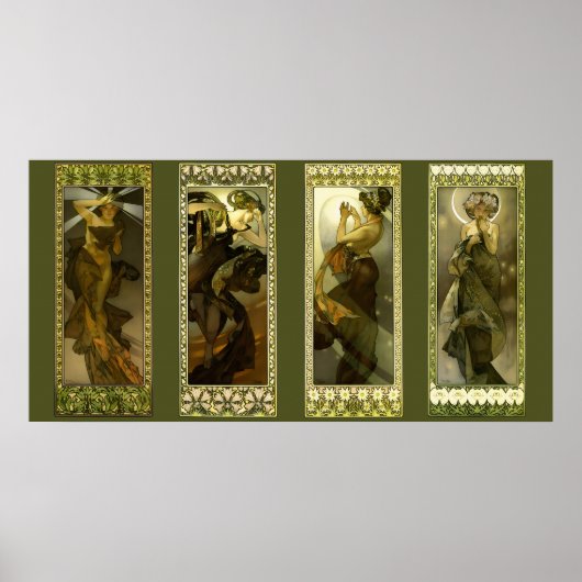 Moon and Stars by Alphonse Mucha Poster (Voorkant)