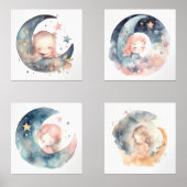 Moon and Stars Celestial Prints voor Meisjes Kamer (Voorkant)