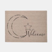 Moon and stars celestial Welcome faux burlap Deurmat (Voorkant)