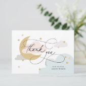 Moon and Stars Colorful Script Baby shower Bedankkaart (Staand voorkant)