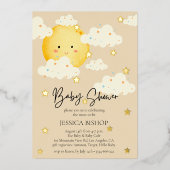 Moon and Stars Cream Baby shower Folie Uitnodiging (Voorkant)