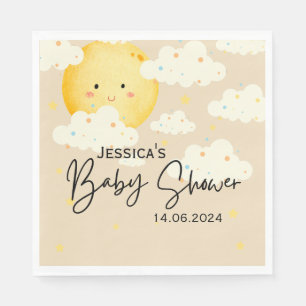Moon and Stars Cream Baby shower Servet