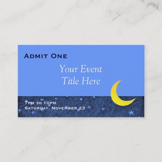 Moon and Stars Custom Event Ticket Visitekaartje (Voorkant)