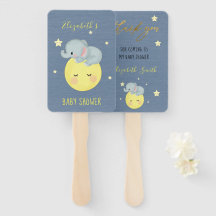 Moon and Stars Cute Elephant Baby Boy Shower