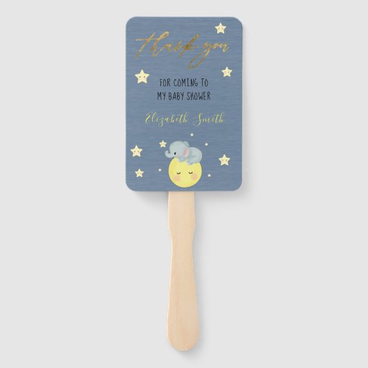 Moon and Stars Cute Elephant Baby Boy Shower Handwaaier (Achterkant)