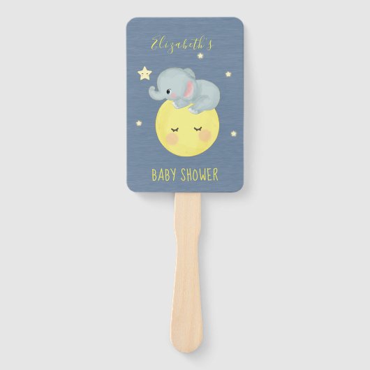 Moon and Stars Cute Elephant Baby Boy Shower Handwaaier (Voorkant)