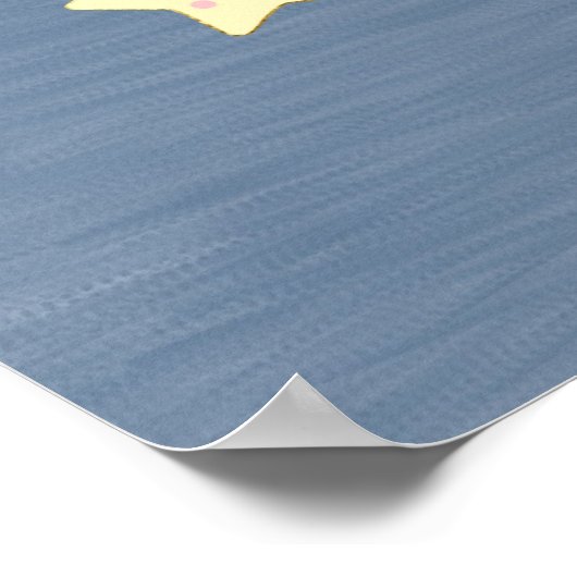 Moon and Stars Cute Elephant Baby Boy Shower Poster (Hoek)