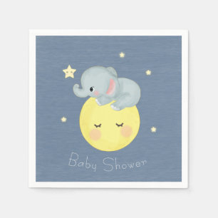 Moon and Stars Cute Elephant Baby Boy Shower Servet