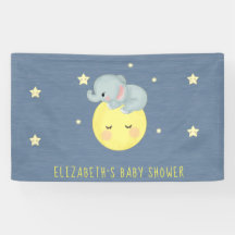 Moon and Stars Cute Elephant Baby Boy Shower