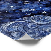 Moon and Stars Deep Blue Night Sky Poster (Hoek)
