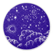 "Moon and Stars" Dragerknop (WH/BLU/PUR) Keramische Knop (Voorkant)