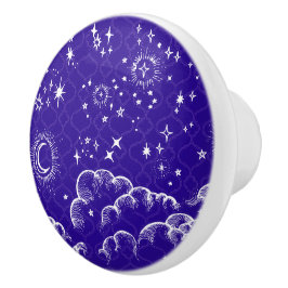 "Moon and Stars" Dragerknop (WH/BLU/PUR) Keramische Knop