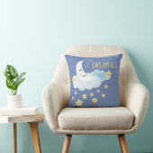 Moon and Stars Dream Big Illustration Blue Kussen (Stoel)