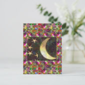 Moon and Stars: Elegante Sterrennacht achtergrond Briefkaart (Staand voorkant)