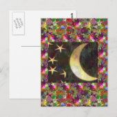 Moon and Stars: Elegante Sterrennacht achtergrond Briefkaart (Voorkant / Achterkant)