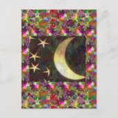 Moon and Stars: Elegante Sterrennacht achtergrond Briefkaart (Voorkant)