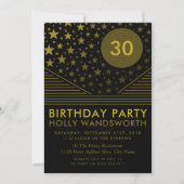 Moon and Stars, Faded Gold Birthday Party Kaart (Voorkant)