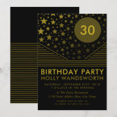 Moon and Stars, Faded Gold Birthday Party Kaart (Voorkant / Achterkant)