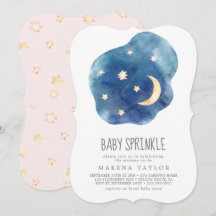 Moon and Stars Girl Baby Sprinkle Invitation