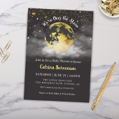 Moon and Stars Gold Celestial Baby shower Kaart
