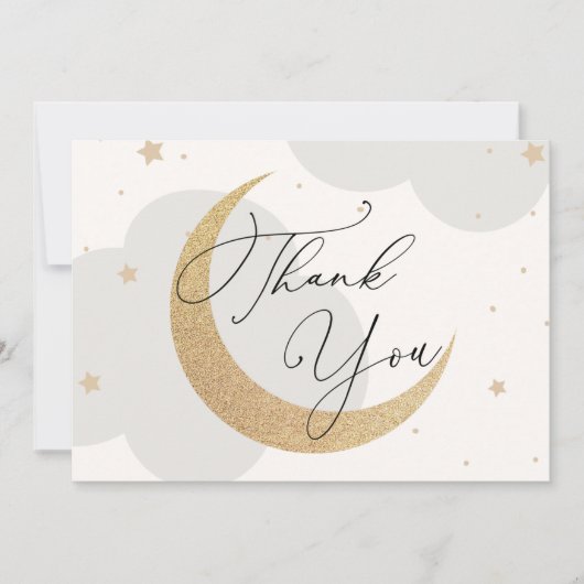 Moon and Stars Grey Baby shower Bedankt (Voorkant)
