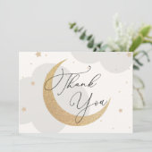 Moon and Stars Grey Baby shower Bedankt (Staand voorkant)