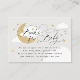 Moon and Stars Grey Book Request Baby shower Informatiekaartje