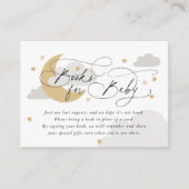 Moon and Stars Grey Gold Book Request Baby shower Informatiekaartje (Voorkant)