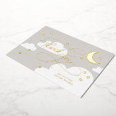 Moon and Stars Grey Script Baby Dank u Folie Uitnodiging (Gedraaid)