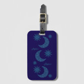 Moon and stars in a blue glitter look - Relax!  Bagagelabel (Voorkant (verticaal))