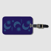 Moon and stars in a blue glitter look - Relax!  Bagagelabel (Voorkant (horizontaal))