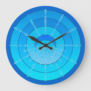 Moon and Stars Mandala - Blue en Aqua Grote Klok