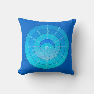 Moon and Stars Mandala - Blue en Aqua Kussen