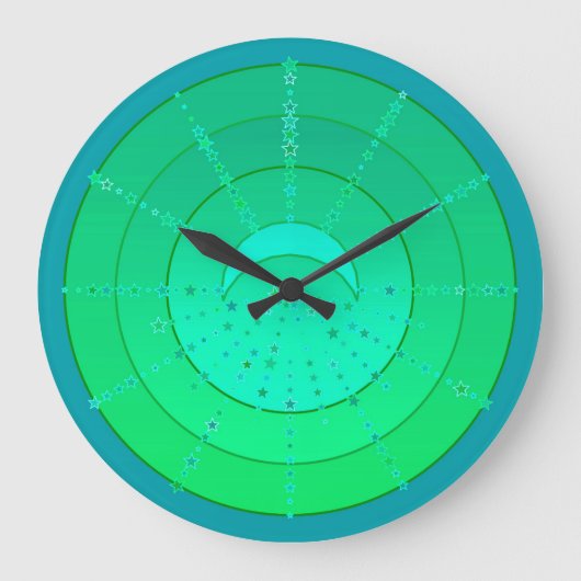 Moon and Stars Mandala - Emerald Green Grote Klok (Voorkant)