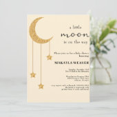Moon and Stars Matte Pinks Script Baby shower Kaart (Staand voorkant)